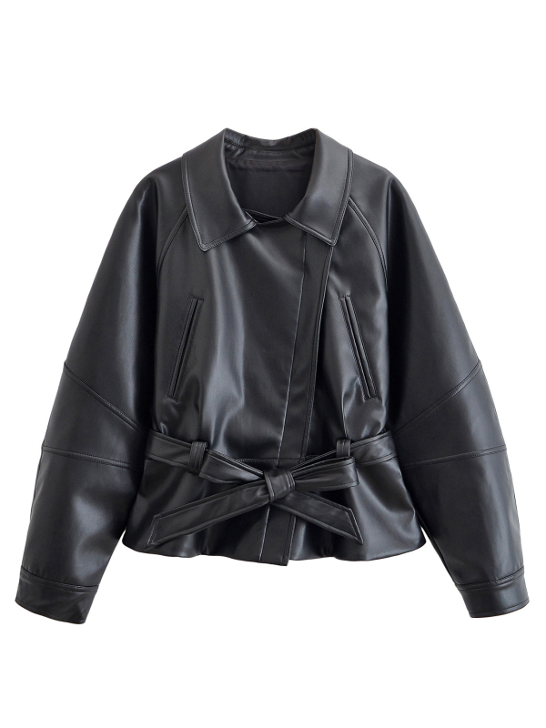 Ženska jakna od PU imitacije kože, windbreaker stil, zatvaranje na zip, jesen 2025