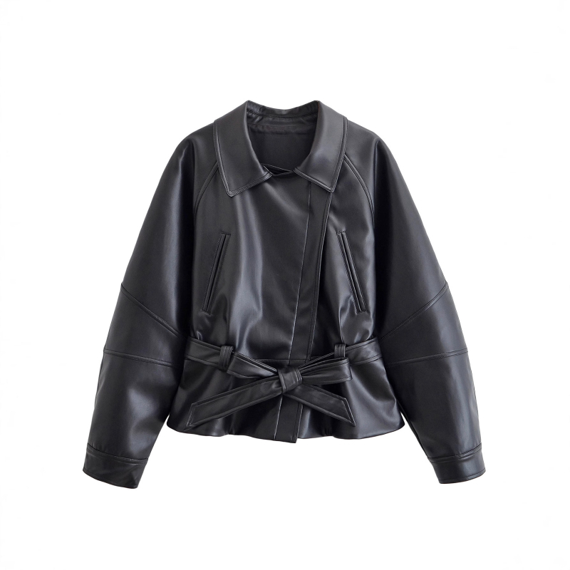 Ženska jakna od PU imitacije kože, windbreaker stil, zatvaranje na zip, jesen 2025