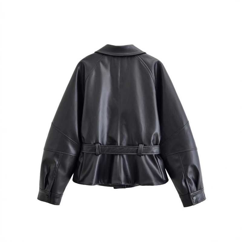 Ženska jakna od PU imitacije kože, windbreaker stil, zatvaranje na zip, jesen 2025