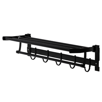 Sklopivi držač ručnika za kupaonicu od Space aluminijske legure s mrežastom košarom, 2-slojni, polirana površina, nosivost 5–10 kg