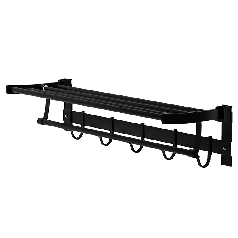 Sklopivi držač ručnika za kupaonicu od Space aluminijske legure s mrežastom košarom, 2-slojni, polirana površina, nosivost 5–10 kg