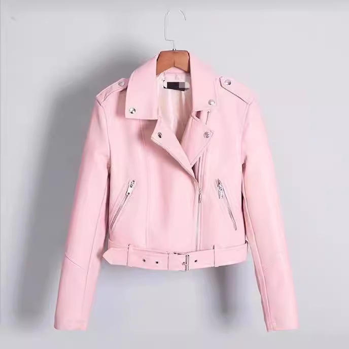 Ženska kožna jakna, Korejski stil, umjetna koža, dugi rukavi, zatvarač