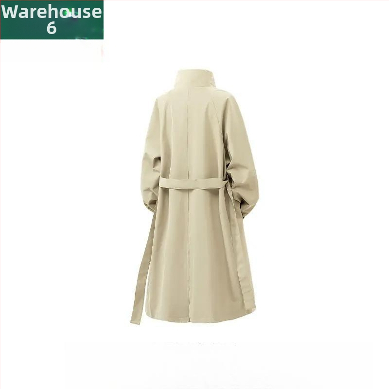 Palton bărbătesc midi, cu nasturi dubli, guler lapel, curea, material vinilon-lycra, buzunare laterale, croială lejeră, pentru toamnă