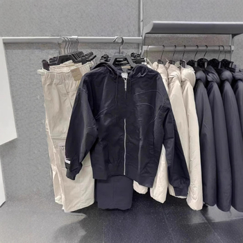 Jachetă sport pentru bărbați, croială lejeră, din nylon, cu glugă și fermoar, pentru primăvară