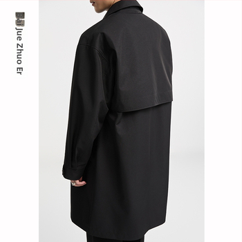 Palton - Trench midi, guler rever, închidere cu nasturi simple, 100% poliester