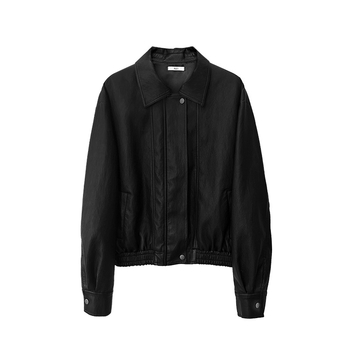PU kožna jakna s ovratnikom i zip zatvaračem, kratka proljetna jakna, vintage casual stil