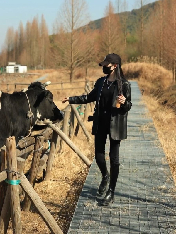 Žensko jakna od umjetne kože, stojeći ovratnik, zatvaranje s tri gumba, A-silueta