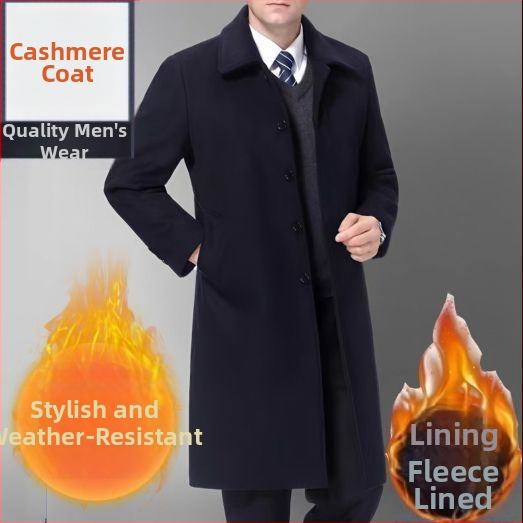 Palton corduroy cu căptușeală de fleece pentru iarnă, lung în stil trench, nasture simplu cu rever, croială lejeră, fără curea