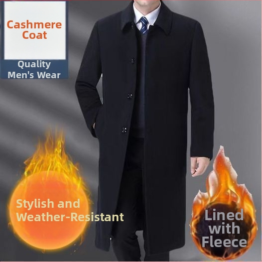 Palton corduroy cu căptușeală de fleece pentru iarnă, lung în stil trench, nasture simplu cu rever, croială lejeră, fără curea