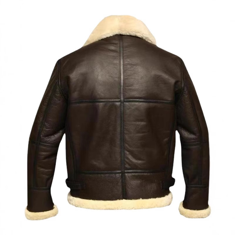 Palton din PU piele, căptușit cu lână sintetică, închidere cu fermoar, cu centură, buzunare laterale