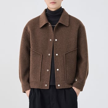 Palton reversibil din cașmir pentru bărbați, stil american retro, rever, croială lejeră, iarnă