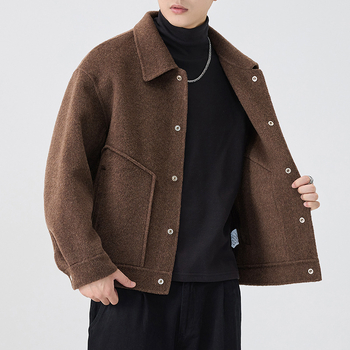 Palton reversibil din cașmir pentru bărbați, stil american retro, rever, croială lejeră, iarnă