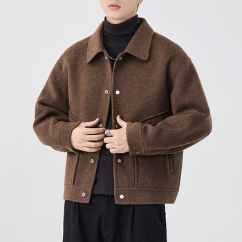 Palton reversibil din cașmir pentru bărbați, stil american retro, rever, croială lejeră, iarnă