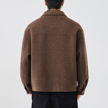 Palton reversibil din cașmir pentru bărbați, stil american retro, rever, croială lejeră, iarnă