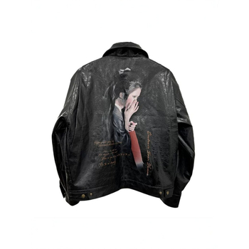 Američka streetwear marka 25SS Dragonfly Portrait, otisak visoke rezolucije tintom, retro naborana voskasta kožna jakna, unisex