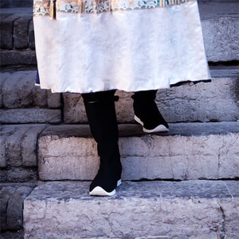 Férfi Hanfu csizmák, etnikus stílus Wei‑Jin ihletésével (Gumitalp, Felső rész pamutból, Hálós bélés, Körös orr, Lélegző)