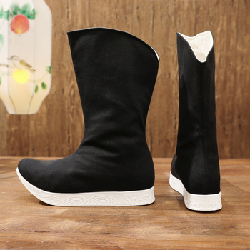 Férfi Hanfu csizmák, etnikus stílus Wei‑Jin ihletésével (Gumitalp, Felső rész pamutból, Hálós bélés, Körös orr, Lélegző)