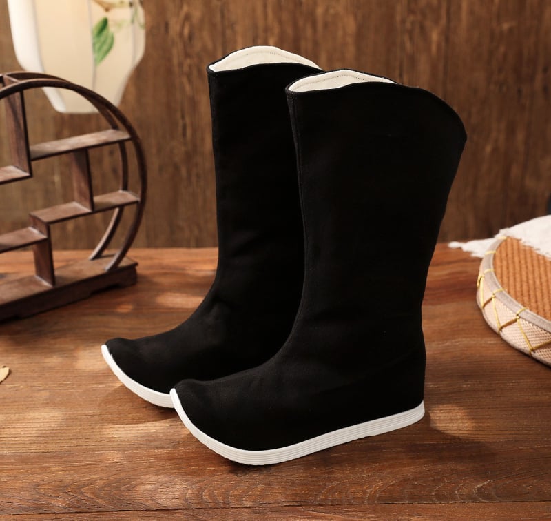 Férfi Hanfu csizmák, etnikus stílus Wei‑Jin ihletésével (Gumitalp, Felső rész pamutból, Hálós bélés, Körös orr, Lélegző)