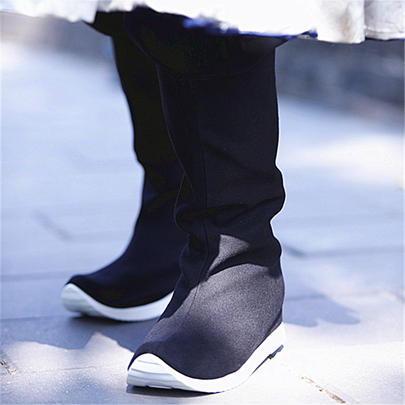 Férfi Hanfu csizmák, etnikus stílus Wei‑Jin ihletésével (Gumitalp, Felső rész pamutból, Hálós bélés, Körös orr, Lélegző)