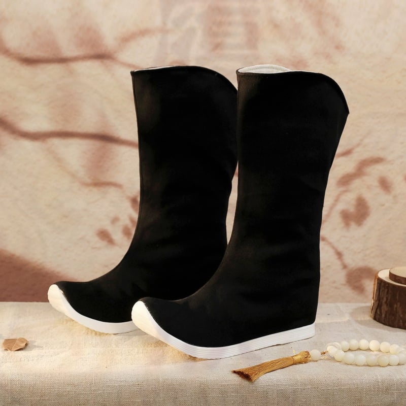 Férfi Hanfu csizmák, etnikus stílus Wei‑Jin ihletésével (Gumitalp, Felső rész pamutból, Hálós bélés, Körös orr, Lélegző)