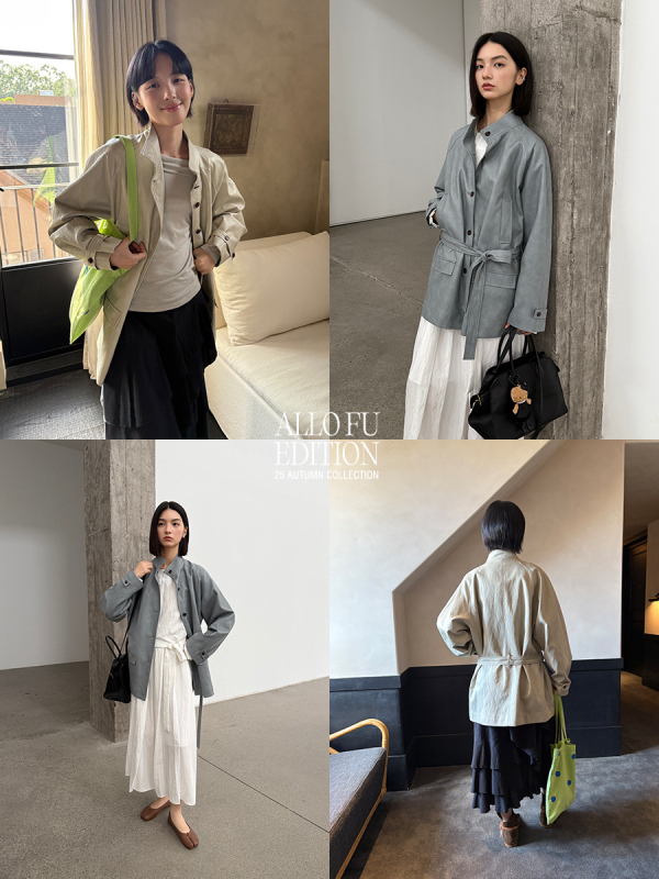 Jakna od umjetne kože, ležerni kroj, casual japansko-korejski stil, srednja duljina, kopčanje na gumbe