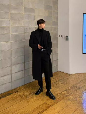 Palton în stil coreean, îngroșat, lungime medie, cu nasturi pe un rând