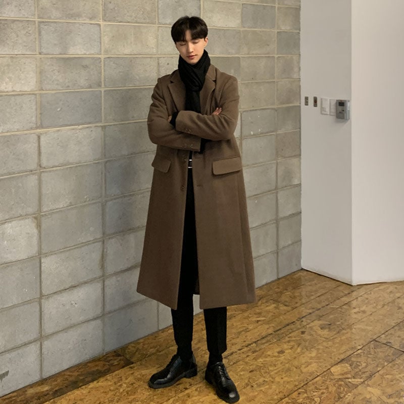 Palton în stil coreean, îngroșat, lungime medie, cu nasturi pe un rând
