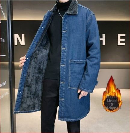 Palton din bumbac 71–85%, căptușeală din catifea, țesătură groasă, închidere cu nasturi simple, croială largă