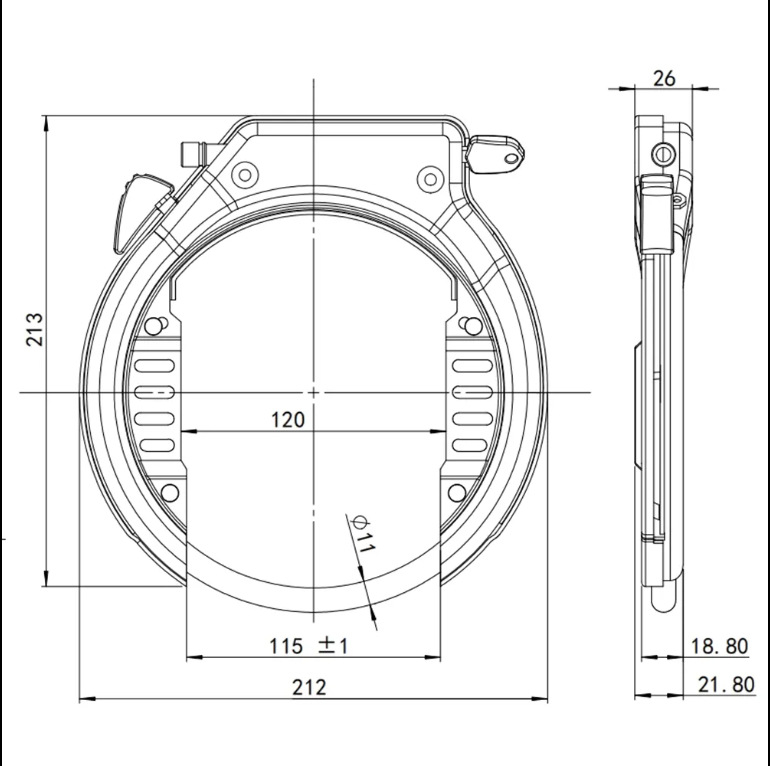Zatvarač protiv krađe za bicikl s dizajnom u obliku potkove; materijal: željezo+ABS+cinkova zlitina; marka Golden Key; pogodno za bicikle i električne bicikle; težina 1230 g; moderni minimalistčki stil.