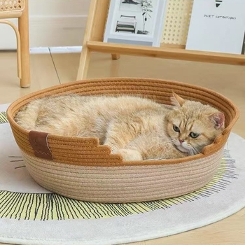 Cuib pentru pisici din sfoară de bumbac — pentru toate sezoanele, pentru pisici, menține cald, origine Shandong