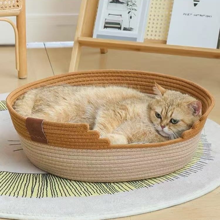 Cuib pentru pisici din sfoară de bumbac — pentru toate sezoanele, pentru pisici, menține cald, origine Shandong