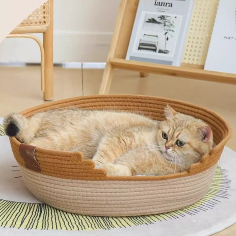 Cuib pentru pisici din sfoară de bumbac — pentru toate sezoanele, pentru pisici, menține cald, origine Shandong