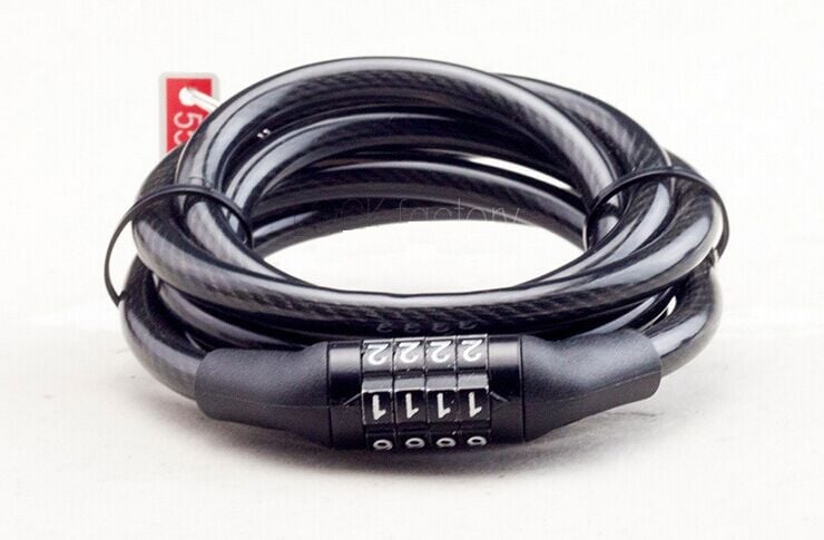 Katanac za planinski bicikl s 4-znamenkastom lozinkom, kabel od manganskog čelika, težina 0,3 kg