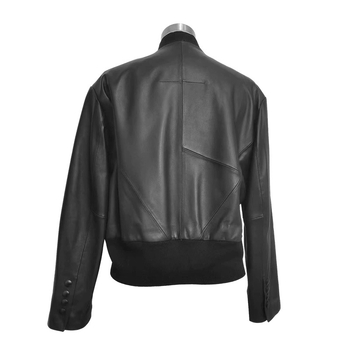 Ženska kožna jakna od ovčje kože, punk stil, gradski hipster, polu-visoki ovratnik, dugi rukav, duljina 50–65 cm