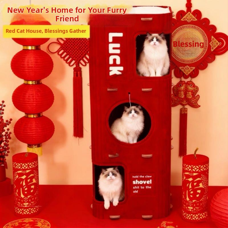 Macska odú és mászóváz, négy évszakos, zárt villa fleece-béléssel — Anyag: Poliészter; Stílus: Cuki; Márka: Egyéb