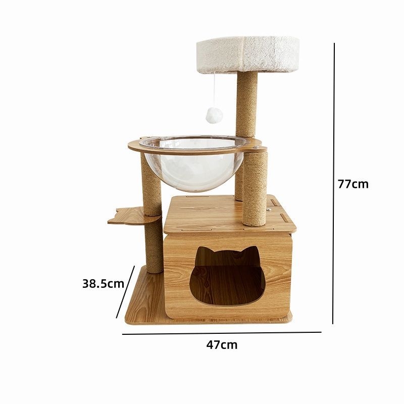 Сизалова котешка катерачна рамка с интегрирана лежанка и дъска за драскане – прост стил, компактна