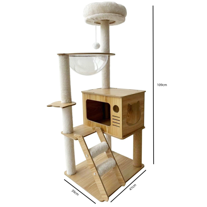 Сизалова котешка катерачна рамка с интегрирана лежанка и дъска за драскане – прост стил, компактна