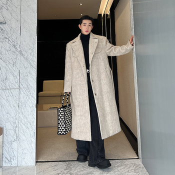 Palton în stil coreean, lână, gros, cu nasturi simpli