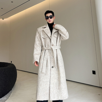 Palton în stil coreean, lână, gros, cu nasturi simpli