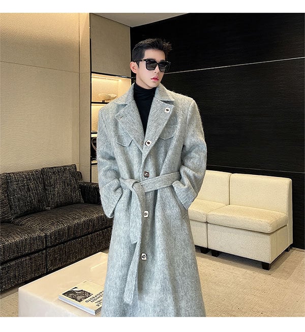 Palton în stil coreean, lână, gros, cu nasturi simpli