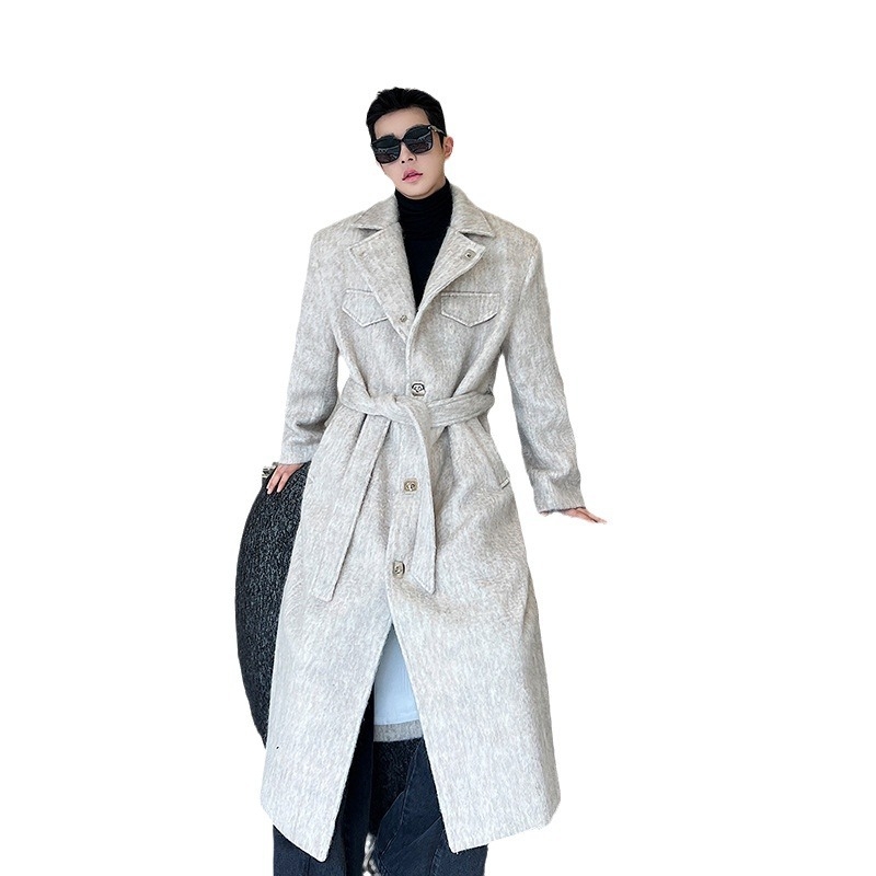 Palton în stil coreean, lână, gros, cu nasturi simpli