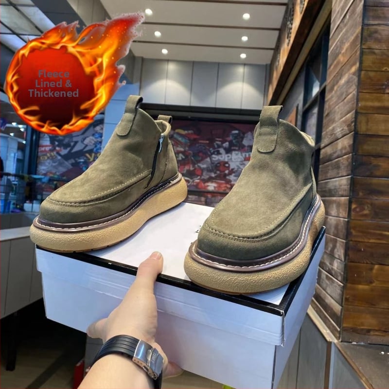 Vastag talpú bakancs, mikro szálas bőr felsőrész, téli, koreai stílusú magas bokacsizma, könnyű, csúszásmentes, kopásálló