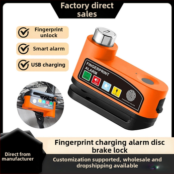 Biometrijski disk-zaključavač s alarmom za bicikle i motocikle, model Fingerprint charging alarm disc brake lock, marka Qinghui, materijal: aluminijska legura, opseg primjene: bicikli, motocikli, električna vozila, težina: 500, prilagodba: Da