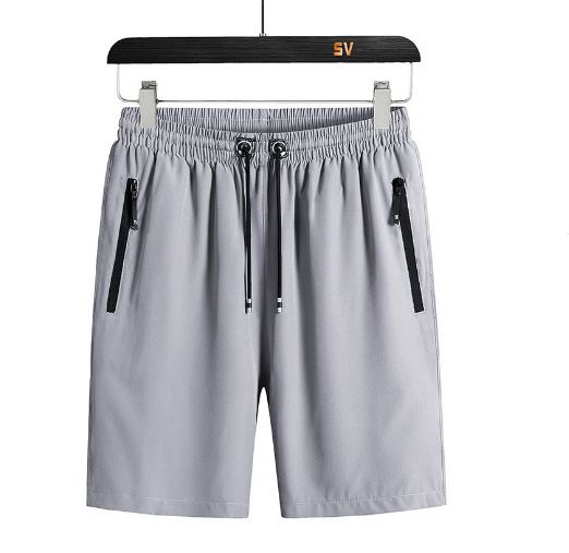 Muške casual kratke hlače, korejski stil ravnog kroja, plažne hlače, srednji pojas, rajs zip ukras, rastezljivi poliester