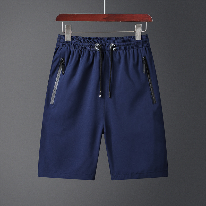 Muške casual kratke hlače, korejski stil ravnog kroja, plažne hlače, srednji pojas, rajs zip ukras, rastezljivi poliester