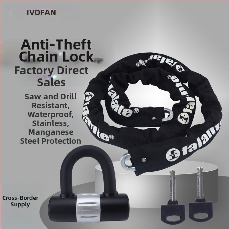 Motociklistička U-oblik zaključavanje; vodootporno i otporno na prašinu, protiv krađe; debeli dizajn; lanac od mangan čelika (Model cp-4287, Brend Wofan, Materijal: čelik, Opseg primjene: motocikli, elektromobilna vozila, garaže, staklena vrata)