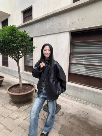 Jachetă din piele PU, guler înalt, închidere cu fermoar, mâneci Raglan, croială lejeră