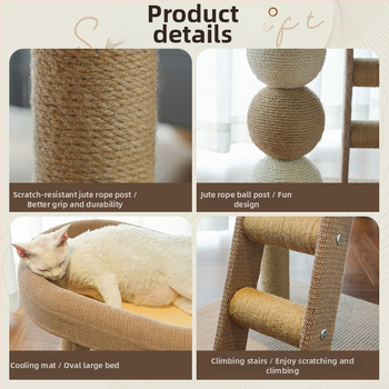 Mačacia veža s integrovaným hniezdom a škrabadlom – látka, pastoraálny štýl, Meow Fairy