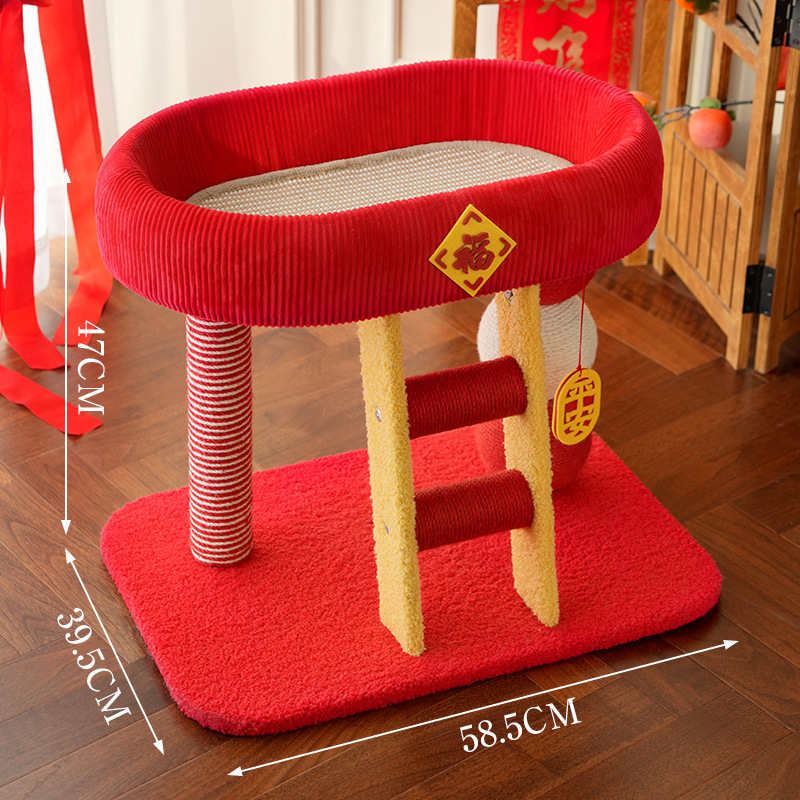 Котешка катерушка с интегрирано гнездо и драскалка – плат, пасторален стил, Meow Fairy