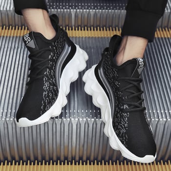 Pantofi de alergare pentru bărbați, cu partea superioară din plasă, respirabili, talpă MD, branț PU, șireturi